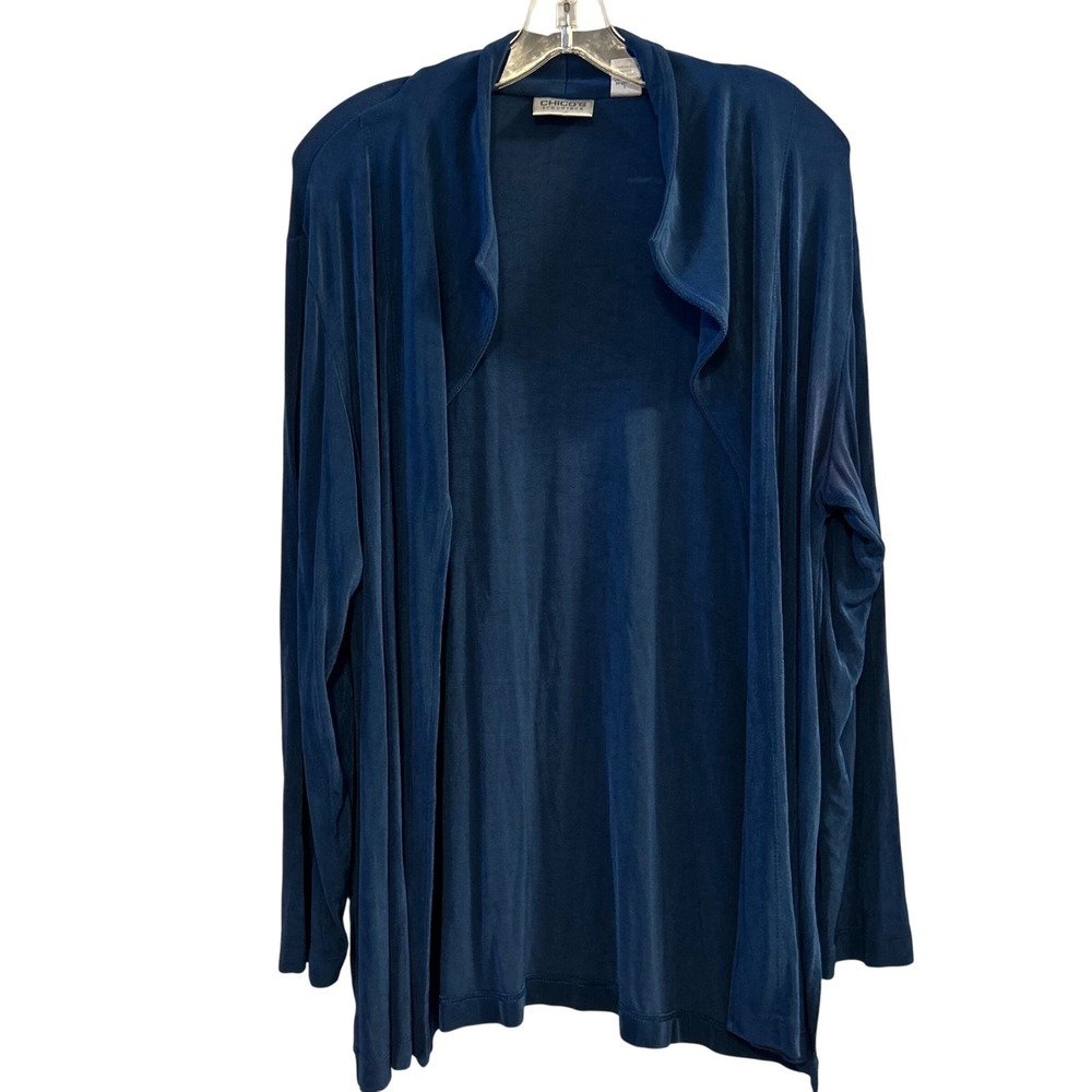 Chicos‎ Travelers Navy Blue Open Front Cardigan Chico's Size 3 US Size XL/16